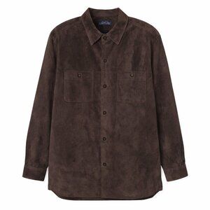 JOHN ASHFORD ADVENTURE Button Front Brown Suede Leather Lined Jacket Size XXL